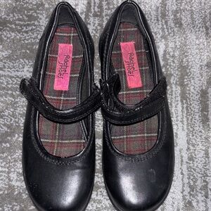 Rachel Shoes Black Mary Jane Flats with Plaid Insole